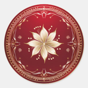 Adesivo Redondo Creme Poinsettia Esplendor Sazonal