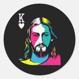 Adesivo Redondo Crentes Cristãos Religiosos Jesus Cristo é rei