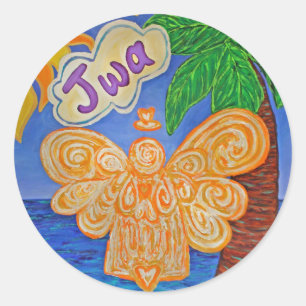 Adesivo Redondo Creole Caribe Angel Art Stickers