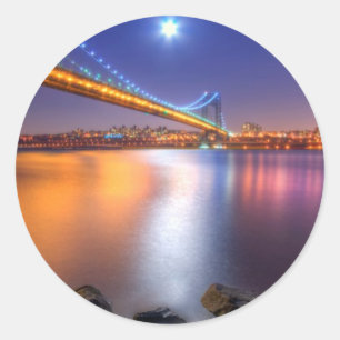 Adesivo Redondo Crepúsculo, George Washington BridgePalisades, NJ