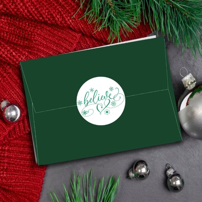 Adesivo Redondo Crer Script | Flocos de neve simples e feriados (Criador carregado)