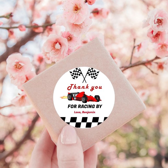 Adesivo Redondo Crescendo DOIS segundos aniversários Race Car Boy (Criador carregado)