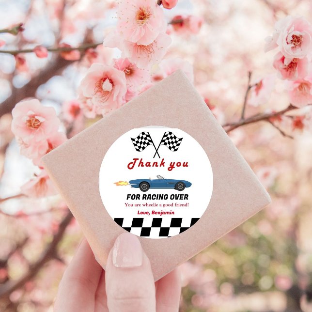 Adesivo Redondo Crescendo DOIS segundos aniversários Race Car Boy (Criador carregado)