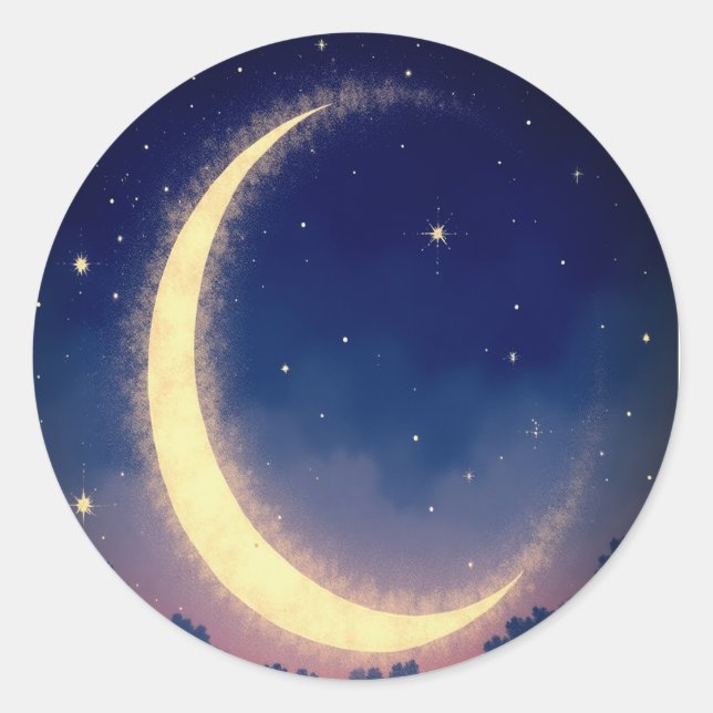 Adesivo Redondo "Crescent Moon Sticker Pack - Magical Celestial (Frente)