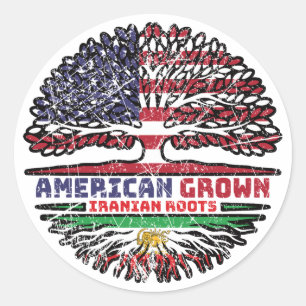 Adesivo Redondo Crescido Americano Raízes Iranianas – Leão e Sol