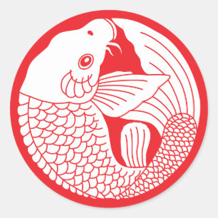 Adesivo Redondo Crest-Carp da Família Japonesa