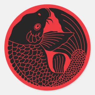 Adesivo Redondo Crest-Carp da Família Japonesa