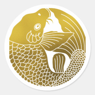 Adesivo Redondo Crest-Carp da Família Japonesa
