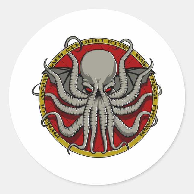 Adesivo Redondo Crest Cthulu (Frente)