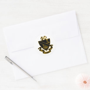 Adesivo Redondo Crest da Phi Chi Theta Dourado e Preto