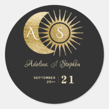 Crest de Monograma Chic Celestial Preto e Dourado 