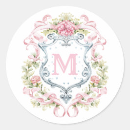 Adesivo Redondo Crest Floral Monograma Grandmillennial | Noiva