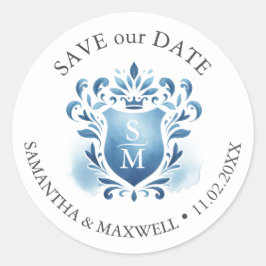 Adesivo Redondo Crest Monogramas de Aquarela