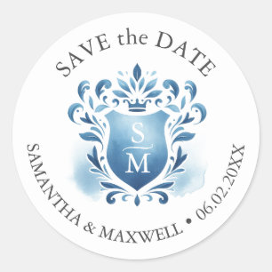 Adesivo Redondo Crest Monogramas de Aquarela