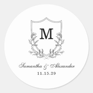 Adesivo Redondo Crest Preto e Branco Elegante