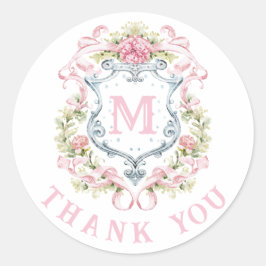 Adesivo Redondo Crestão Floral Grandmillennial Monograma | Noiva 