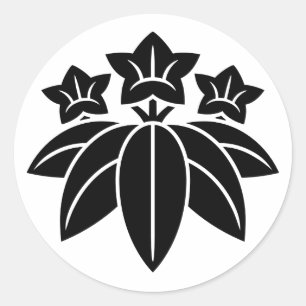 Adesivo Redondo [Crestas Familiares] Flores de Genciana e Bambu