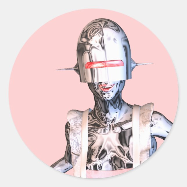 Adesivo Redondo criada robótica (Frente)