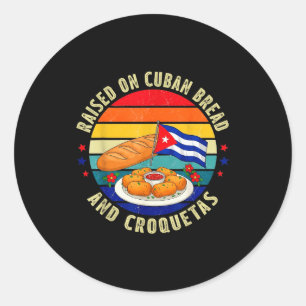 Adesivo Redondo Criado Com Pão Cubano E Croquetas Retro Herança La