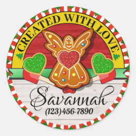 Adesivo Redondo Criado com Vinheta de Natal Com Amor