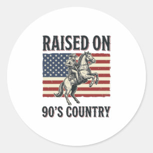 Adesivo Redondo Criado Na Década De 90 Camisa De Cowboy Country We