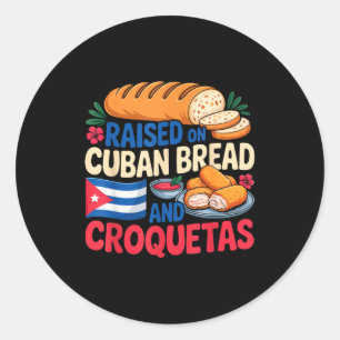 Adesivo Redondo Criado No Pão Cubano E Croquetas Bandeira De Cuba
