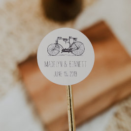 Adesivo Redondo Criado para dois | Vintage Tandem Bicycle Wedding