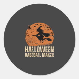 Adesivo Redondo Criador de Basebol de Halloween Gráfico de Bruxa V