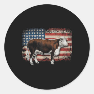 Adesivo Redondo Criador de Hereford - Bandeira Americana Para Vaca