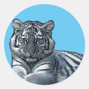 Adesivo Redondo criança branca bebê tigela selva safari arte ani