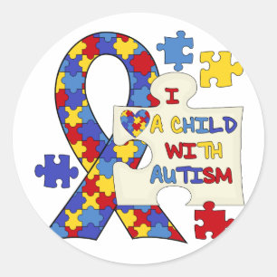 Adesivo Redondo Criança com faixa de consciência autista