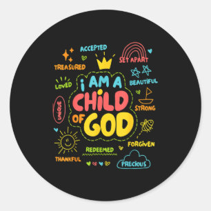 Adesivo Redondo Criança Cristã Eu Sou Um Filho De Deus Jesus Fé Cr