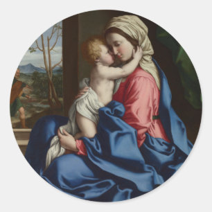 Adesivo Redondo Criança cristo Abraçando Sua Mãe