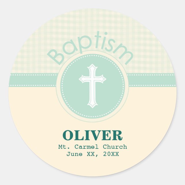 Adesivo Redondo Criança de Deus, Batismo, Sexo Verde Neutro (Frente)