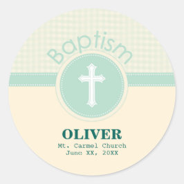 Adesivo Redondo Criança de Deus, Batismo, Sexo Verde Neutro