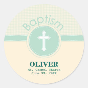 Adesivo Redondo Criança do baptismo do deus, verde neutro do