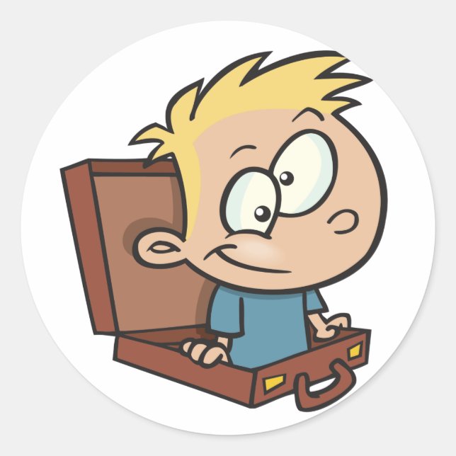 Adesivo Redondo Criança Em Um Vinheta De Mala (Frente)