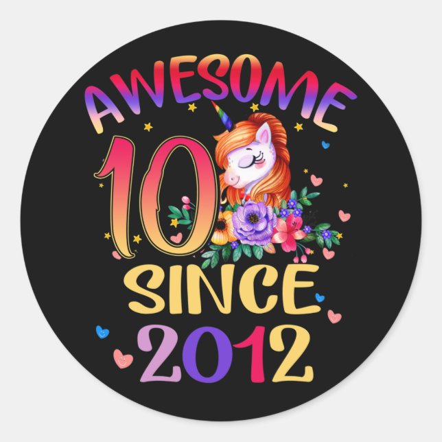 Adesivo Redondo Crianças 10ª Festa de aniversário, Garota do Unicó (Frente)