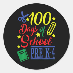Adesivo Redondo Crianças 100 Dias De Pré-k Escolar 4