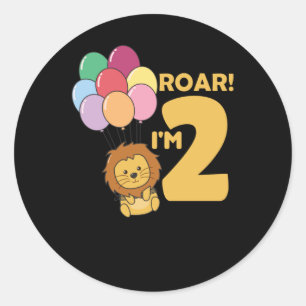 Adesivo Redondo Crianças 2. Birday Lion 2 Anos