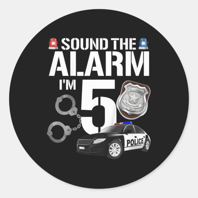 Adesivo Redondo Crianças 5 anos Policial de Aniversário Policial C (Frente)