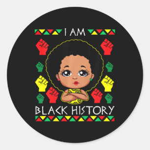 Adesivo Redondo Crianças Afro Rapariga Junta História Negra Melani