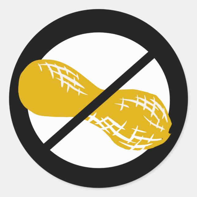 Adesivo Redondo Crianças Alérgicas De Amendoim Preto (Frente)