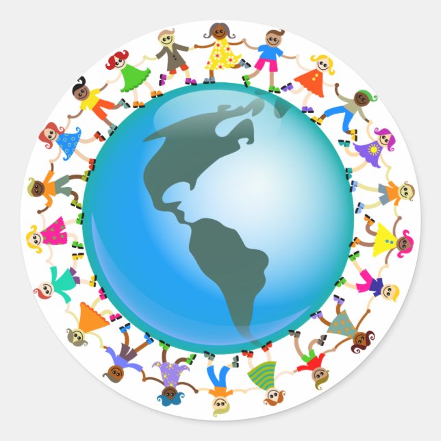 Adesivo Redondo Crianças Americanas (Frente)