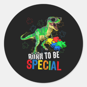 Adesivo Redondo Crianças Autismo Sensibilização Dino Autista Toddl