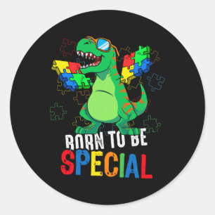 Adesivo Redondo Crianças Autismo Sensibilização Dino Toddler Menin