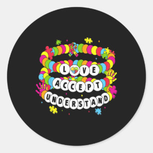 Adesivo Redondo Crianças Autistas Meninas Adoram Aceitar Autismo