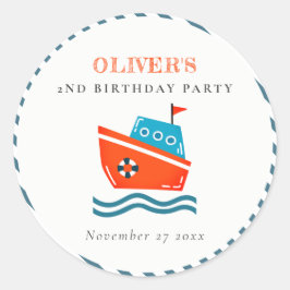 Adesivo Redondo Crianças Brilhantes, Barcos Náuticos, Qualquer Ida