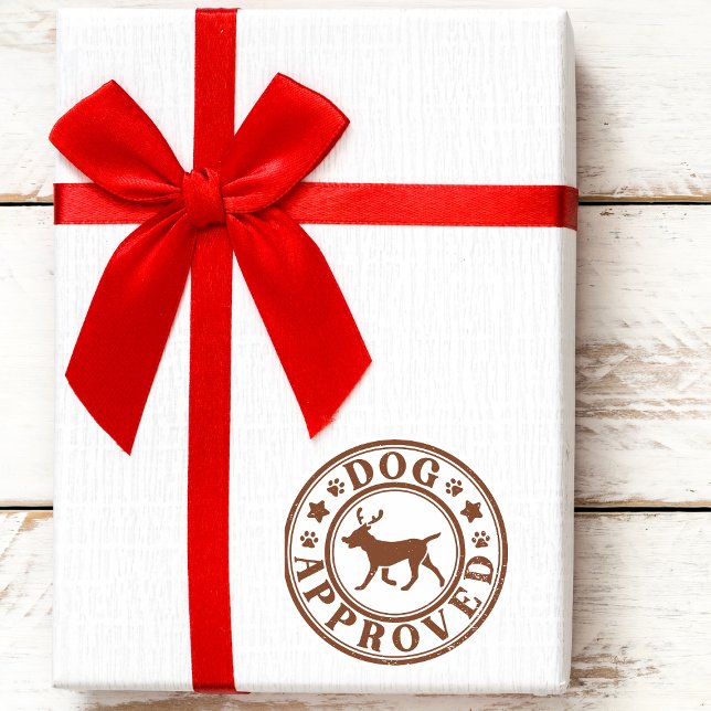 Adesivo Redondo Crianças Cachorro de Natal Aprovado (Criador carregado)