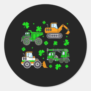 Adesivo Redondo Crianças Caminhão de Construção Irlandês Guindaste